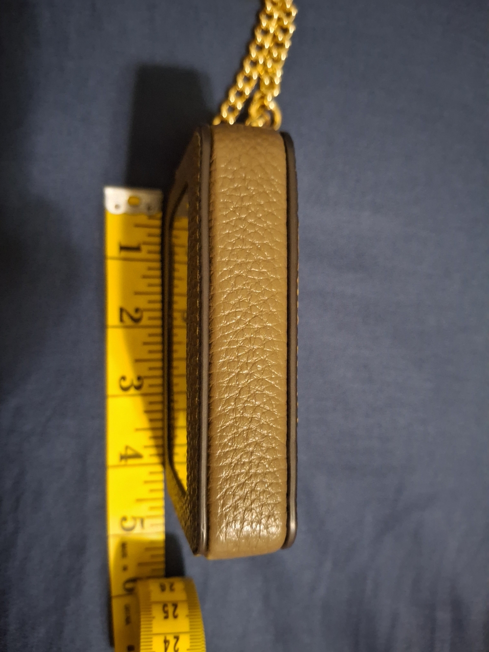 Coach Pebbled Leather Card Case with Chain - Brown/Gold - Picture 7 of 8